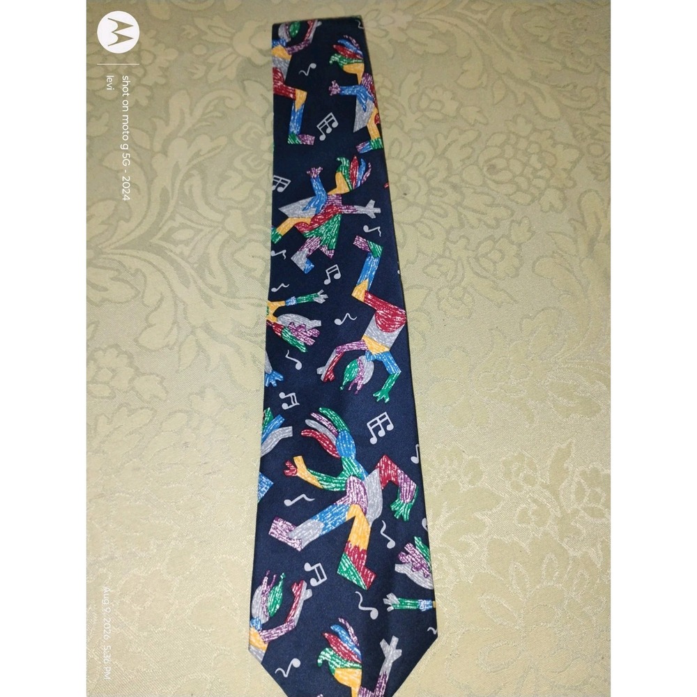 Save The Children Mens Tie Silk Multicolor Musical Cartwheels